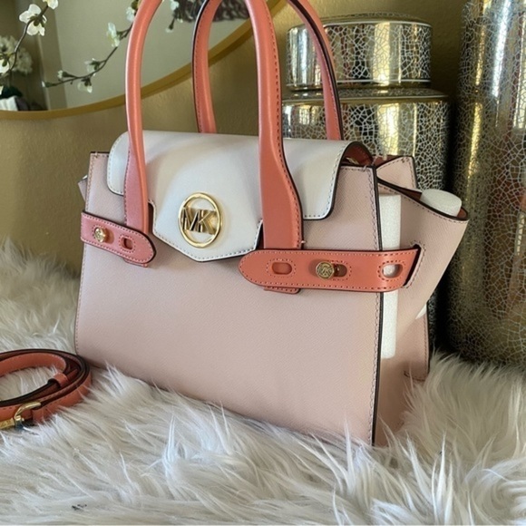 New Michael Kors Carmen Medium Color-Block Belted Satchel bag - Picture 5 of 16